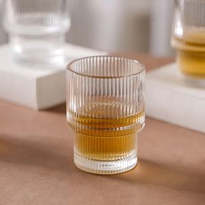 Ribbed Design Stackable Drinking Glass Set