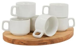 White Plain Ceramic Tea Cup Set