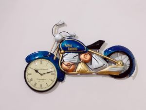 Handmade Stylish Bike Metal Wall Mount Clock