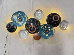 Round Multicolor Iron Plates Wall Decor Art