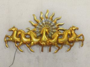 Seven Running Horses With Sunrise Wall Hanging Decor