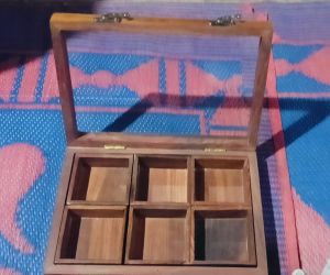 6 Block Rectangular Wooden Spice Box
