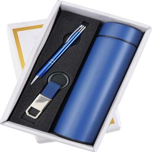 Blue Key Chain Pen And Bottle Corporate Gift Set