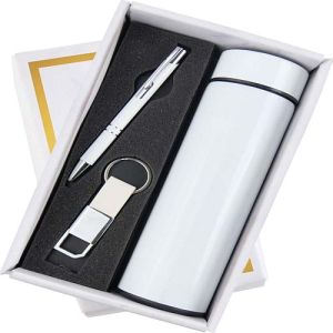 White Key Chain Pen And Bottle Corporate Gift Set