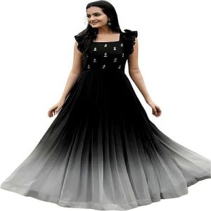 Grey Black Party Wear Western Gown