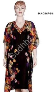 Ladies Black Printed Kaftan