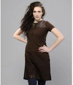 Ladies Brown Cotton Kurti