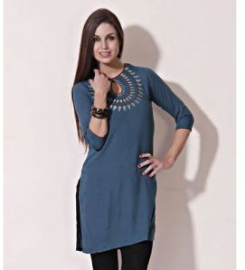 Ladies Light Blue Crepe Kurti