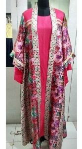 Ladies Pink Printed Islamic Abaya