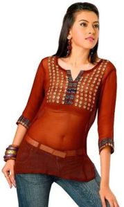 Ladies Red Chiffon Kurti