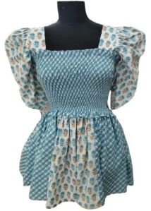 Smocking Western Dress Top