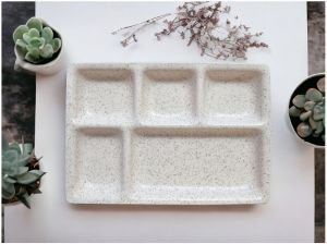 Ivory Dot Ceramic Section Plates