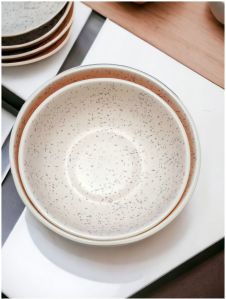 Ceramic Ivory Brown Dots Bowl