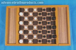Wooden Draught Board with Side Box