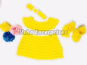 Crochet Baby Girl Frock Set with Booties