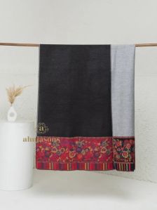 Black Woollen Kani Weave Shawl