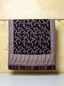 Kani Palla Weave Black Woolen Shawl