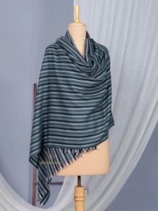 Ladies Black Striped Woolen Shawl