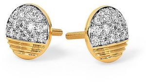 Round Yellow Gold Natural Diamond Stud Earrings