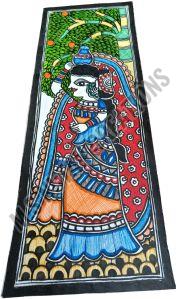 A Lady With Basket In Mithila Painting