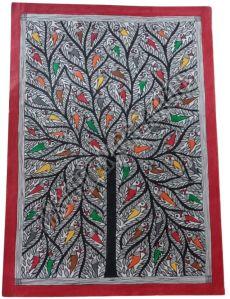 Tree OF Life Full OF Colourful Birds Madhubani Painting