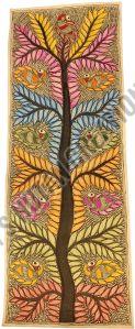 Tree OF Life With Colorful Birds Madhubani Painting