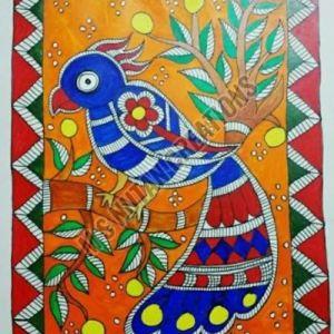 Colourful Parrot Madhubani Painting
