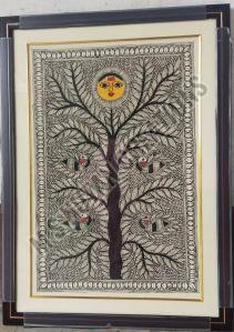 Hand Painted Tree OF Life With Sunligh Madhubani Painting