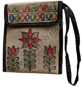 Madhubani Hand Painted Jute Mobile Cover