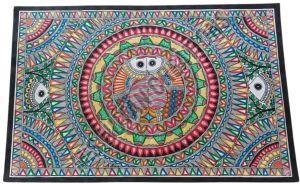 Multicolor Handmade Fish In Circle Madhubani Painting