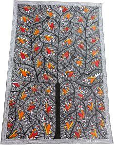 Handmade Sheet Matte Tree OF Life Madhubani Painting