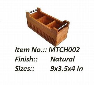Mango Wood Cutlery Holder with Handle