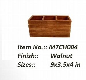 Mango Wood Cutlery Holder with Handle