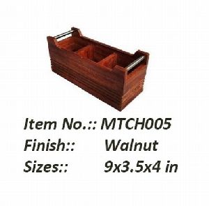 Mango Wood Cutlery Holder with Handle
