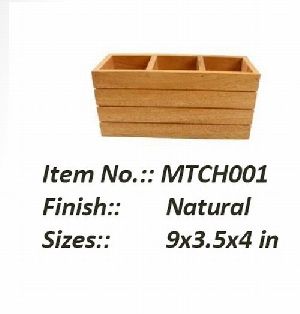 Mango Wood Cutlery Holder with Handle