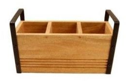 Mango Wood Cutlery Holder with Handle