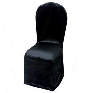 Black Plain Satin Chair Cover