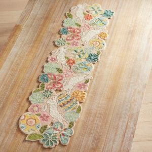 Multicolor Embroidered Beaded Table Runner