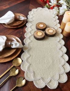 Multicolor Embroidered Beaded Table Runner
