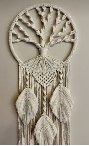 White Handmade Macrame Dream Catcher, For Home