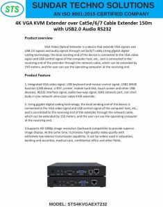 4K VGA KVM Extender Over Network Cable with USB2.0 Audio RS232