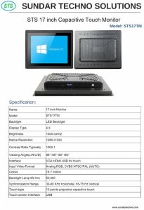 STS 17 Inch High Brightness Industrial Capacitive Touch Monitor