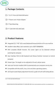 STS 21.5 Inch 4 Port LED VGA KVM Switch