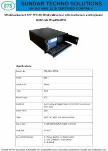 STS 4u Rackmount 8.9 Inch TFT LCD Workstation Case with Touchscreen and Keyboard