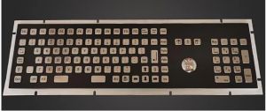 Waterproof Full-Size Industrial Metal Keyboard with Trackball Wired Keypad