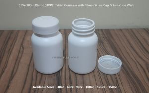 100cc Plastic HDPE Tablet Container