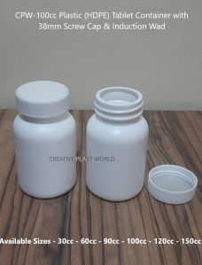 100cc Plastic HDPE Tablet Container