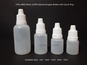 Plastic White Dropper Bottles