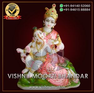 Parvati Maa with Ganesh Marble Statue