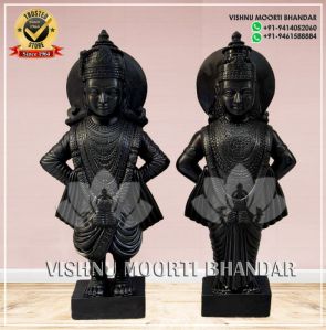 Vitthal Rukmini Black Marble Murti
